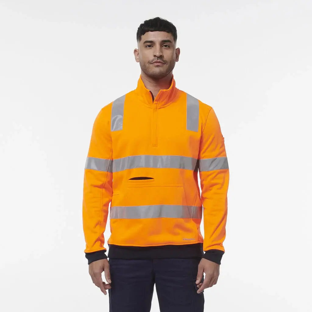 KingGee Hi Vis 1/4 Zip X-Back Taped Fleece K55057